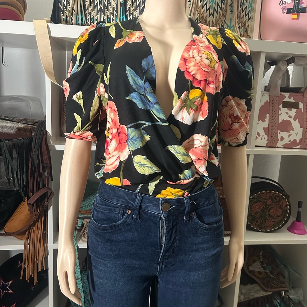 Floral Black Women's Top